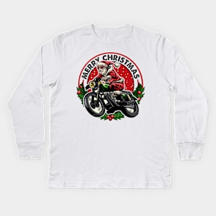 Biker Santa Kids Long Sleeve T-Shirt